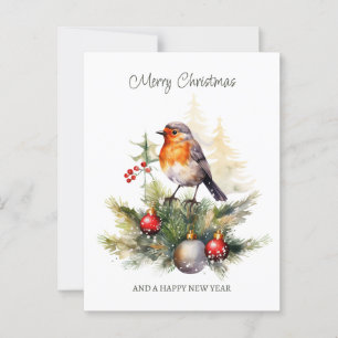 Carte Postale Noël Robin Pine Baubles