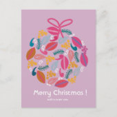 Carte Postale Noël rose girly mignon customisé (Devant)