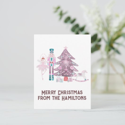 Carte Postale Noël rose Nutcracker (Debout devant)