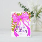 Carte Postale Noël rose rayonnant (Debout devant)