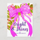 Carte Postale Noël rose rayonnant (Devant)