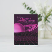 Carte Postale Noël rose Retrowave (Debout devant)