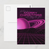 Carte Postale Noël rose Retrowave (Devant / Derrière)