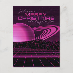 Carte Postale Noël rose Retrowave