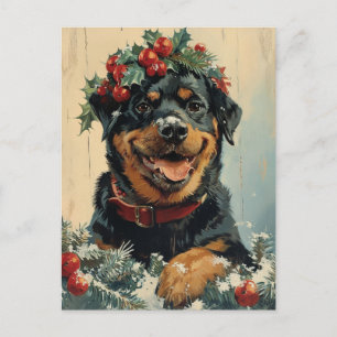 Carte Postale Noël Rottweiler
