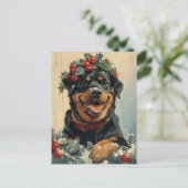 Carte Postale Noël Rottweiler (Debout devant)