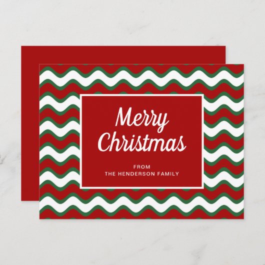 Carte Postale Noël Rouge Et Vert Moderne (Devant / Derrière)