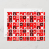 Carte Postale Noël rouge Vacances Arbre mignon Renne  (Devant / Derrière)