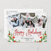 Carte Postale Noël Rustic Birch 3 PHOTO Salutation Holiday (Devant / Derrière)