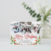 Carte Postale Noël Rustic Birch 3 PHOTO Salutation Holiday (Debout devant)