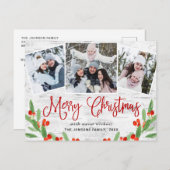Carte Postale Noël Rustic Birch 3 PHOTO Salutation Holiday (Devant / Derrière)