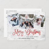 Carte Postale Noël Rustic Birch 3 PHOTO Salutation Holiday (Devant / Derrière)