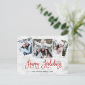 Carte Postale Noël Rustic Birch 3 PHOTO Salutation Holiday (Debout devant)