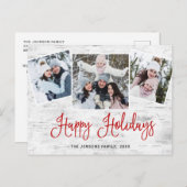 Carte Postale Noël Rustic Birch 3 PHOTO Salutation Holiday (Devant / Derrière)