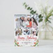 Carte Postale Noël Rustic Birch 4 PHOTO Salutation Holiday (Debout devant)