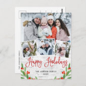 Carte Postale Noël Rustic Birch 4 PHOTO Salutation Holiday (Devant / Derrière)