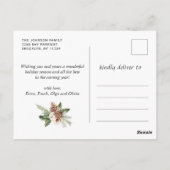 Carte Postale Noël Rustic Birch 4 PHOTO Salutation Holiday (Dos)