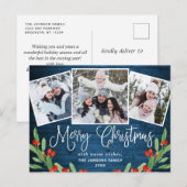 Carte Postale Noël Rustic Wood 3 PHOTO Salutation Holiday (Devant / Derrière)