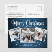 Carte Postale Noël Rustic Wood 3 PHOTO Salutation Holiday (Devant / Derrière)