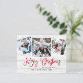 Carte Postale Noël Rustic Wood 3 PHOTO Salutation Holiday (Debout devant)