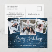 Carte Postale Noël Rustic Wood 3 PHOTO Salutation Holiday (Devant / Derrière)