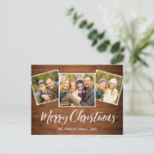 Carte Postale Noël Rustic Wood 3 PHOTO Salutation Holiday (Debout devant)
