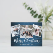 Carte Postale Noël Rustic Wood 3 PHOTO Salutation Holiday (Debout devant)