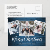 Carte Postale Noël Rustic Wood 3 PHOTO Salutation Holiday (Devant / Derrière)