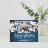 Carte Postale Noël Rustic Wood 3 PHOTO Salutation Pos de vacance (Debout devant)