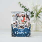 Carte Postale Noël Rustic Wood 4 PHOTO Salutation Holiday (Debout devant)