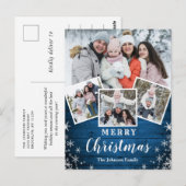 Carte Postale Noël Rustic Wood 4 PHOTO Salutation Holiday (Devant / Derrière)