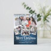 Carte Postale Noël Rustic Wood 4 PHOTO Salutation Holiday (Debout devant)