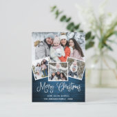 Carte Postale Noël Rustic Wood 4 PHOTO Salutation Holiday (Debout devant)