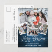 Carte Postale Noël Rustic Wood 4 PHOTO Salutation Holiday (Devant / Derrière)