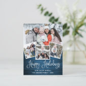 Carte Postale Noël Rustic Wood 4 PHOTO Salutation Holiday (Debout devant)