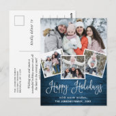 Carte Postale Noël Rustic Wood 4 PHOTO Salutation Holiday (Devant / Derrière)