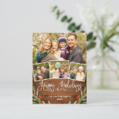 Carte Postale Noël Rustic Wood 4 PHOTO Salutation Holiday (Debout devant)