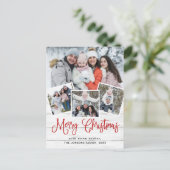 Carte Postale Noël Rustic Wood 4 PHOTO Salutation Holiday (Debout devant)