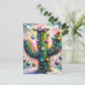 Carte Postale Noël Saguaro Cactus Whimsical Snowflakes (Debout devant)