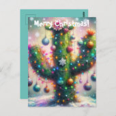 Carte Postale Noël Saguaro Cactus Whimsical Snowflakes (Devant / Derrière)