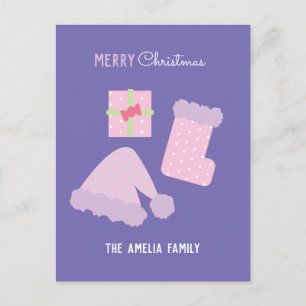 Carte Postale Noël Santa Hat Présent Stocker