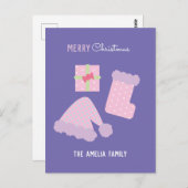 Carte Postale Noël Santa Hat Présent Stocker (Devant / Derrière)