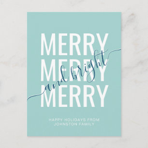 Carte Postale Noël sarcelle élégant joyeux et lumineux de Noël