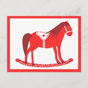 Carte Postale Noël scandinave Cheval Rocking