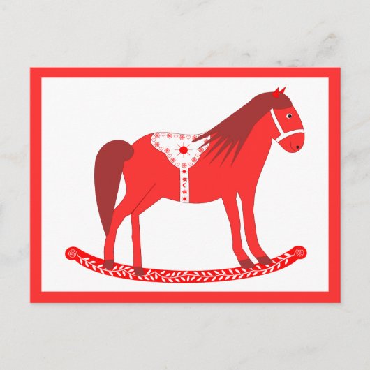 Carte Postale Noël scandinave Cheval Rocking (Devant)