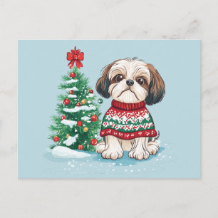Carte Postale Noël Shih Tzu Père Noël Chien