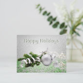 Carte postale Noël Silver Orament Blanc Ruban (Debout devant)
