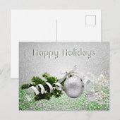 Carte postale Noël Silver Orament Blanc Ruban (Devant / Derrière)