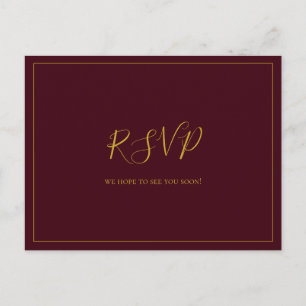Carte Postale Noël Simple Élégant Réponse RSVP Mariage Rouge