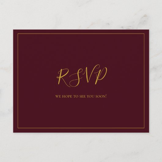 Carte Postale Noël Simple Élégant | Réponse RSVP Mariage Rouge (Devant)